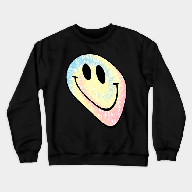 Trippy Psychedelic Smile Face Tie Dye Crewneck Sweatshirt by julieerindesigns